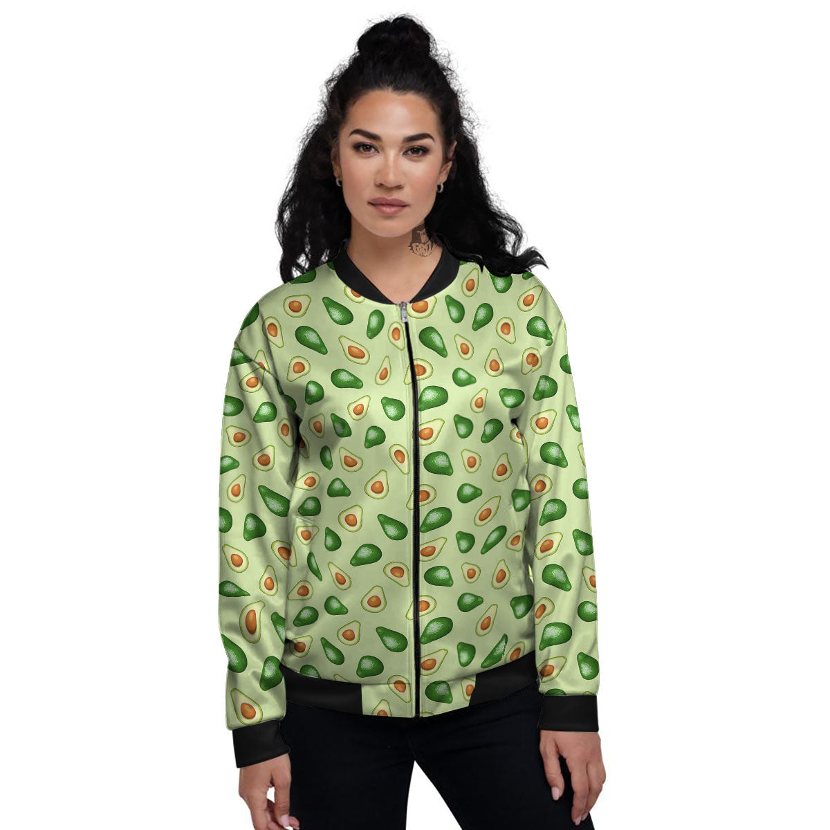 Avocado Half Cut Print Women's Bomber Jacket-grizzshop