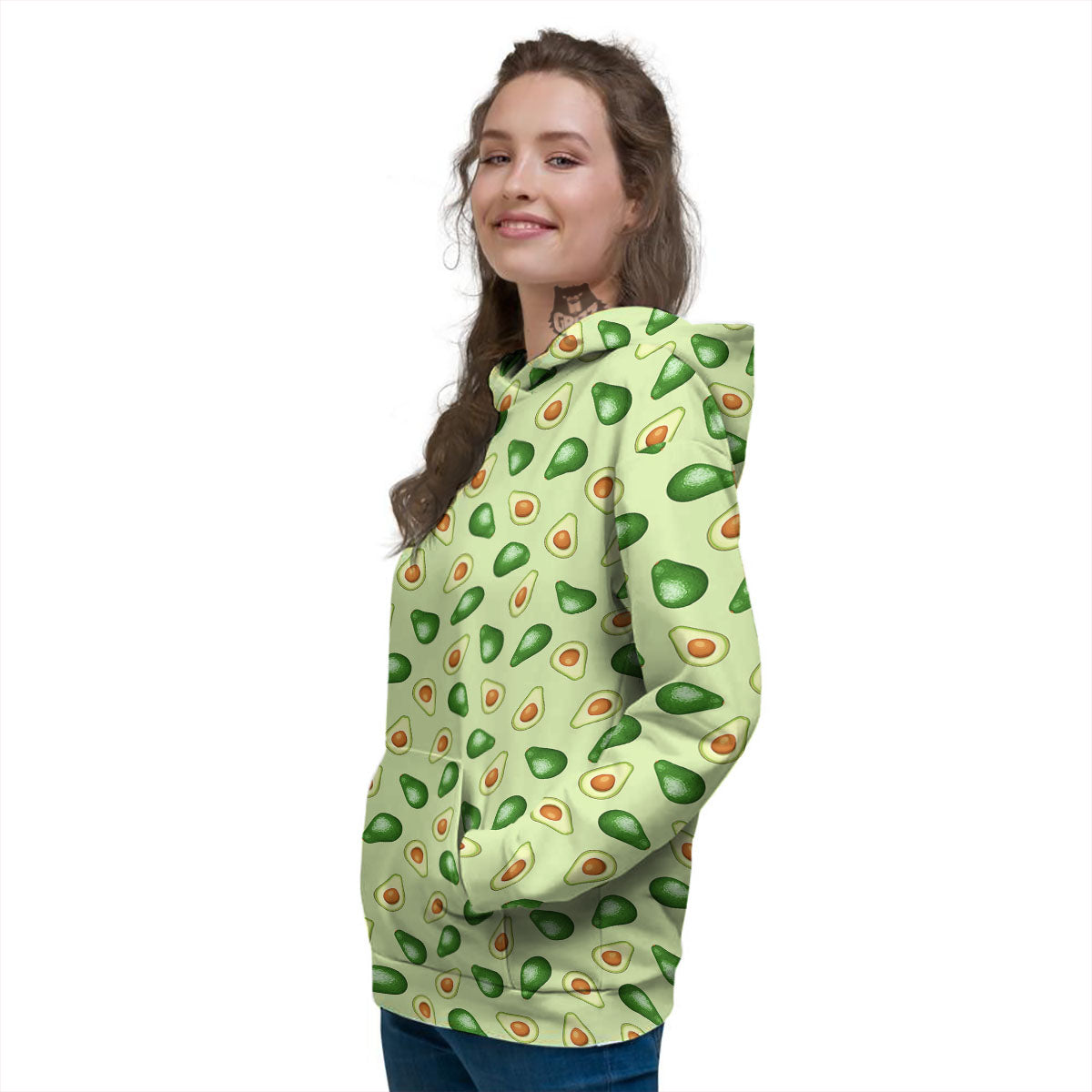 Avocado Half Cut Print Women's Hoodie-grizzshop