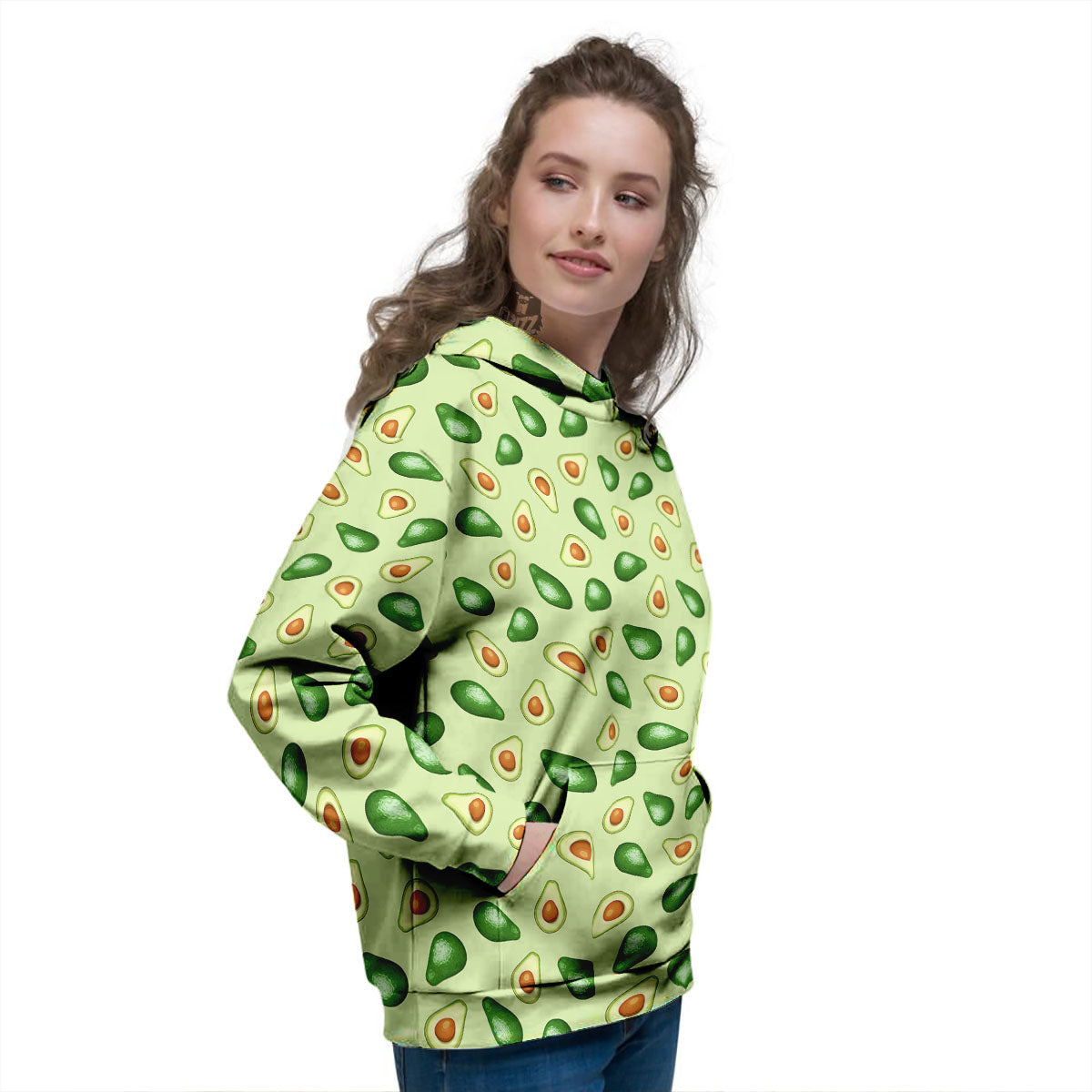 Avocado Half Cut Print Women's Hoodie-grizzshop