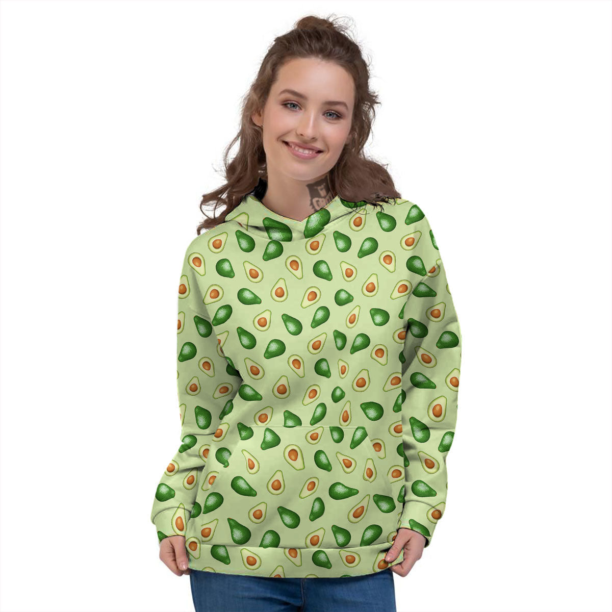 Avocado Half Cut Print Women's Hoodie-grizzshop