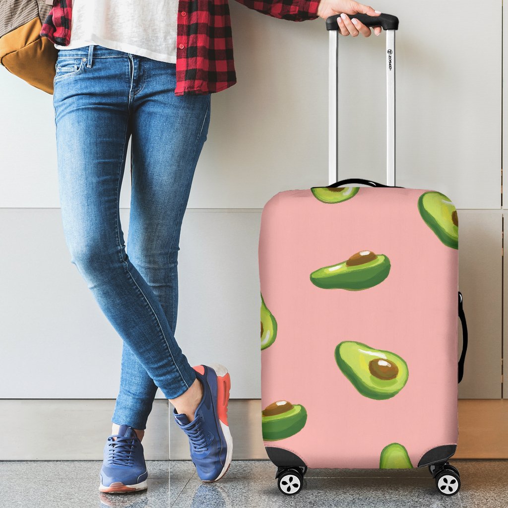 Avocado Pink Pattern Print Luggage Cover Protector-grizzshop