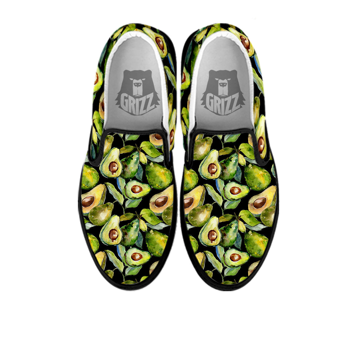Avocado Watercolor Print Pattern Black Slip On Shoes-grizzshop