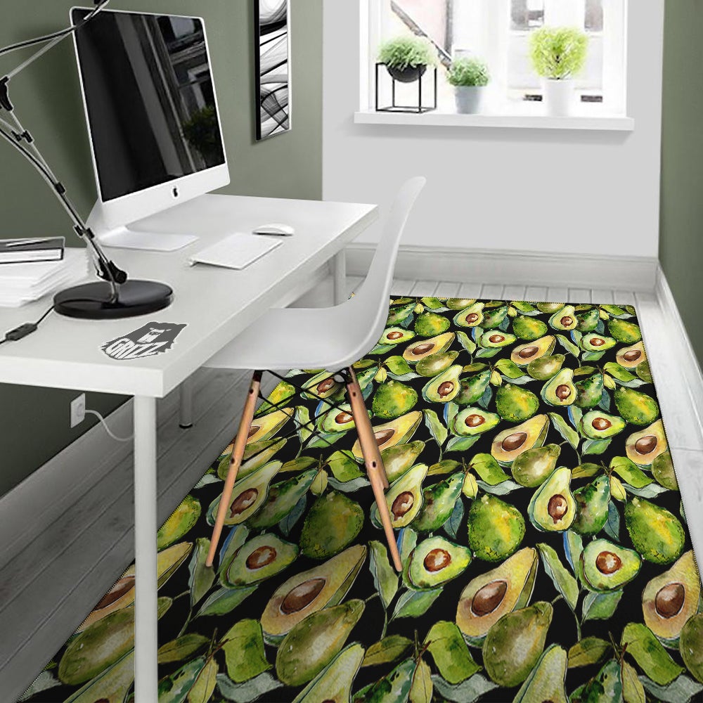Avocado Watercolor Print Pattern Floor Mat-grizzshop