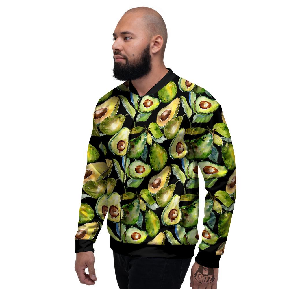 Avocado Watercolor Print Pattern Men's Bomber Jacket-grizzshop