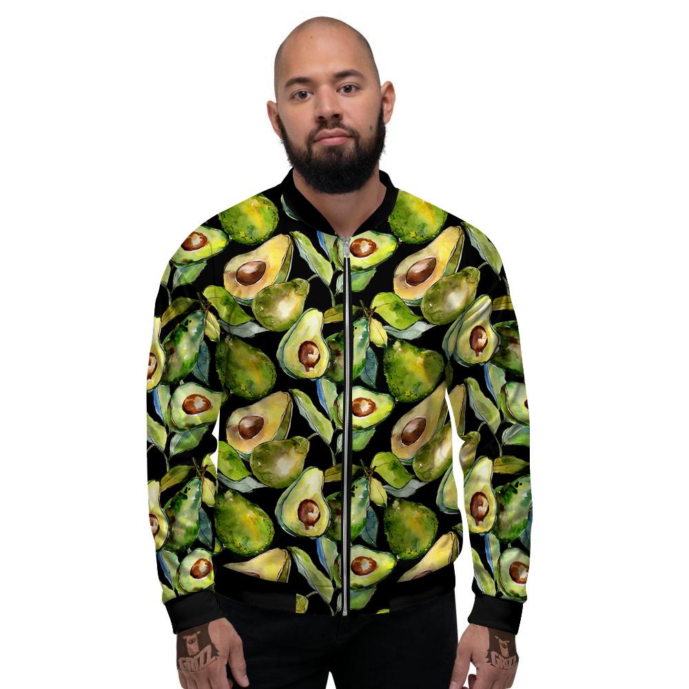 Avocado Watercolor Print Pattern Men's Bomber Jacket-grizzshop