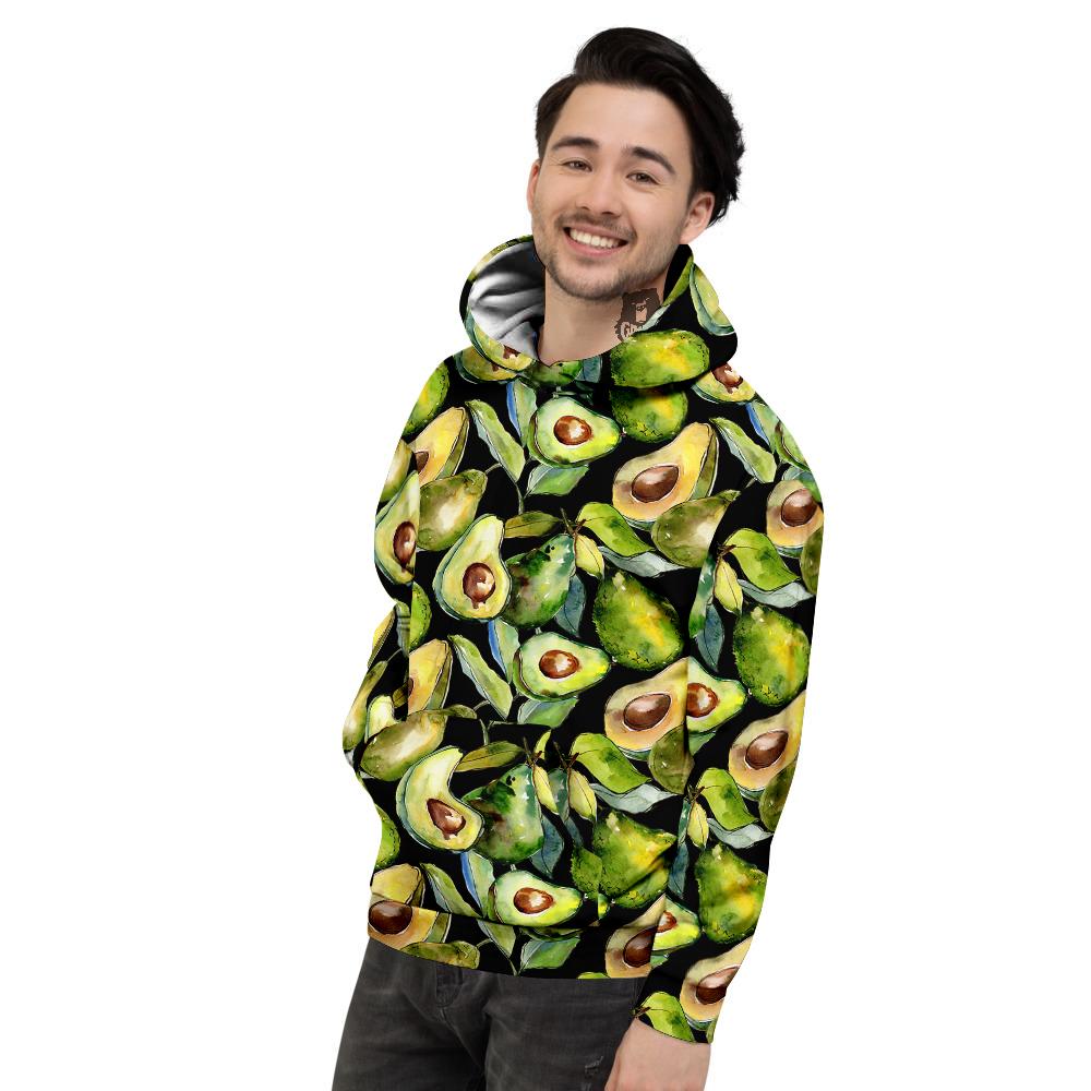 Avocado Watercolor Print Pattern Men's Hoodie-grizzshop