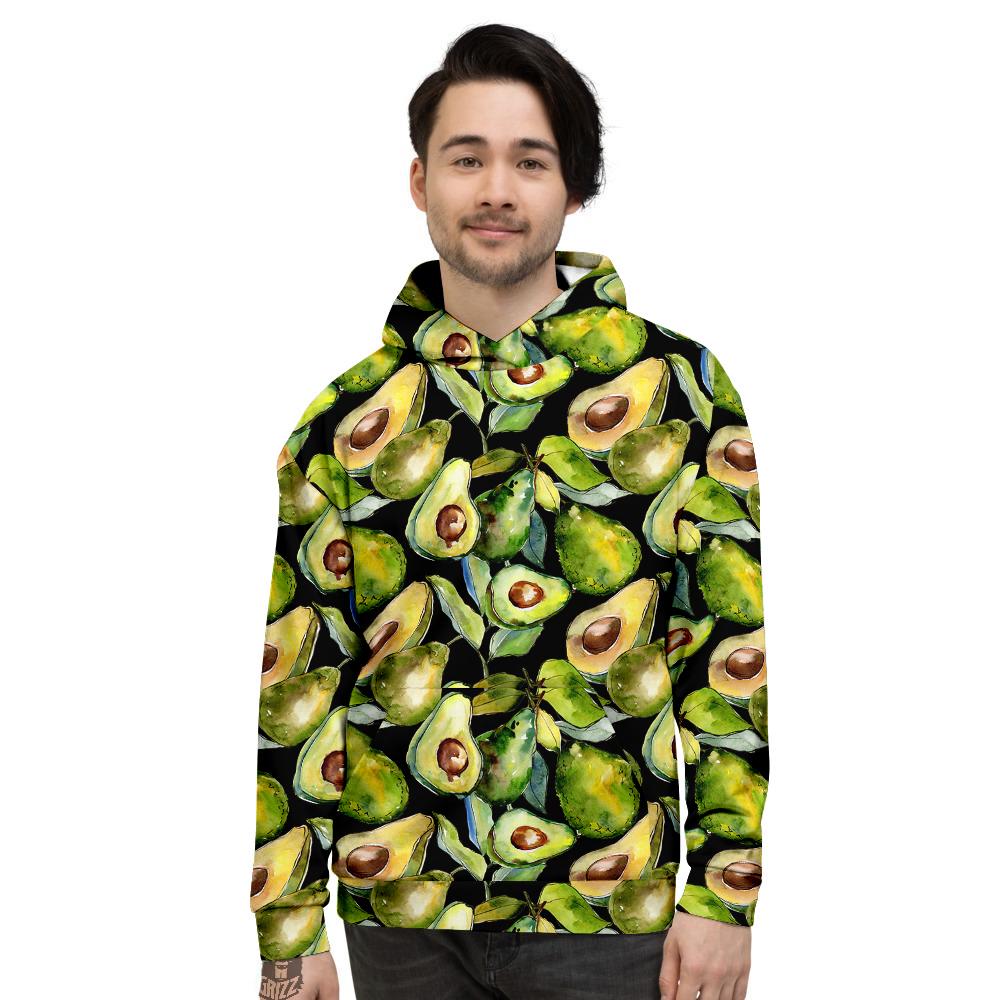 Avocado Watercolor Print Pattern Men's Hoodie-grizzshop
