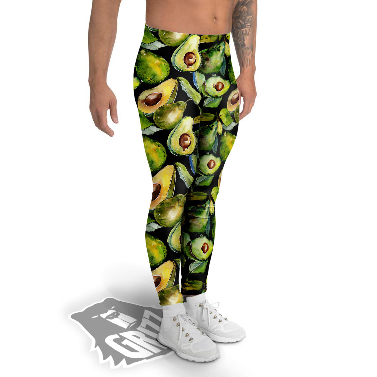 Avocado Watercolor Print Pattern Men's Leggings-grizzshop