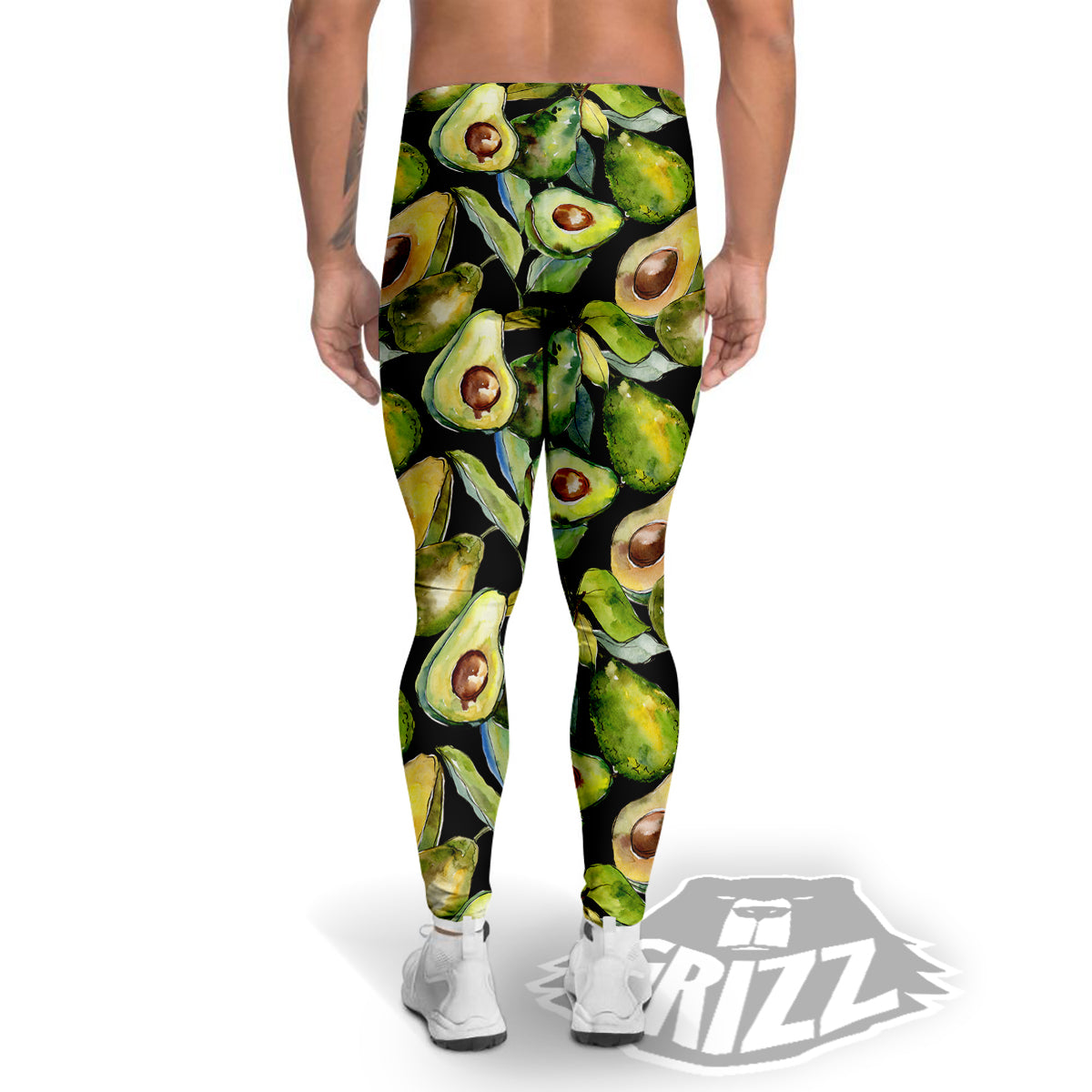 Avocado Watercolor Print Pattern Men's Leggings-grizzshop