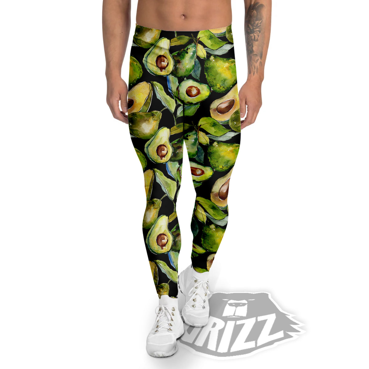 Avocado Watercolor Print Pattern Men's Leggings-grizzshop