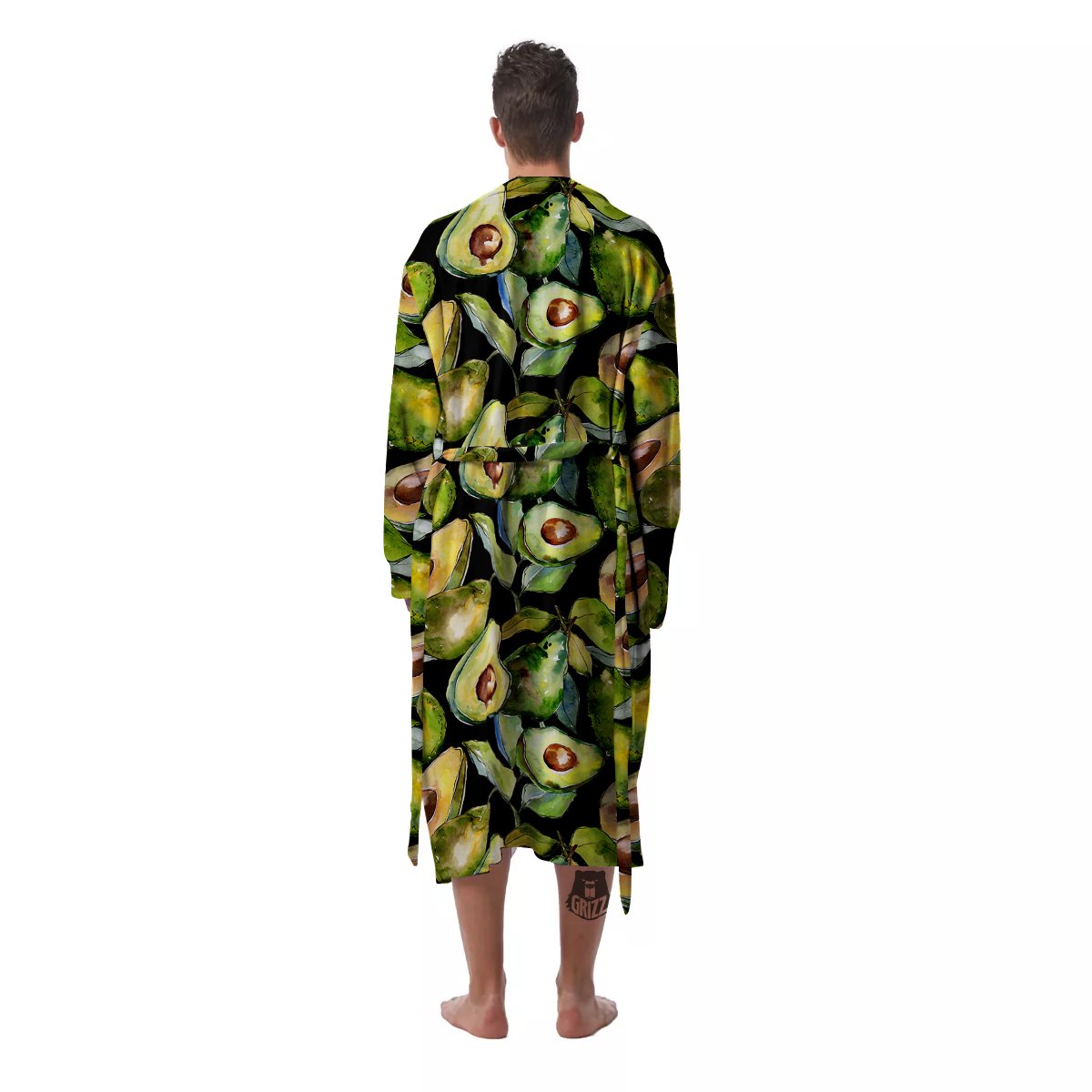 Avocado Watercolor Print Pattern Men's Robe-grizzshop