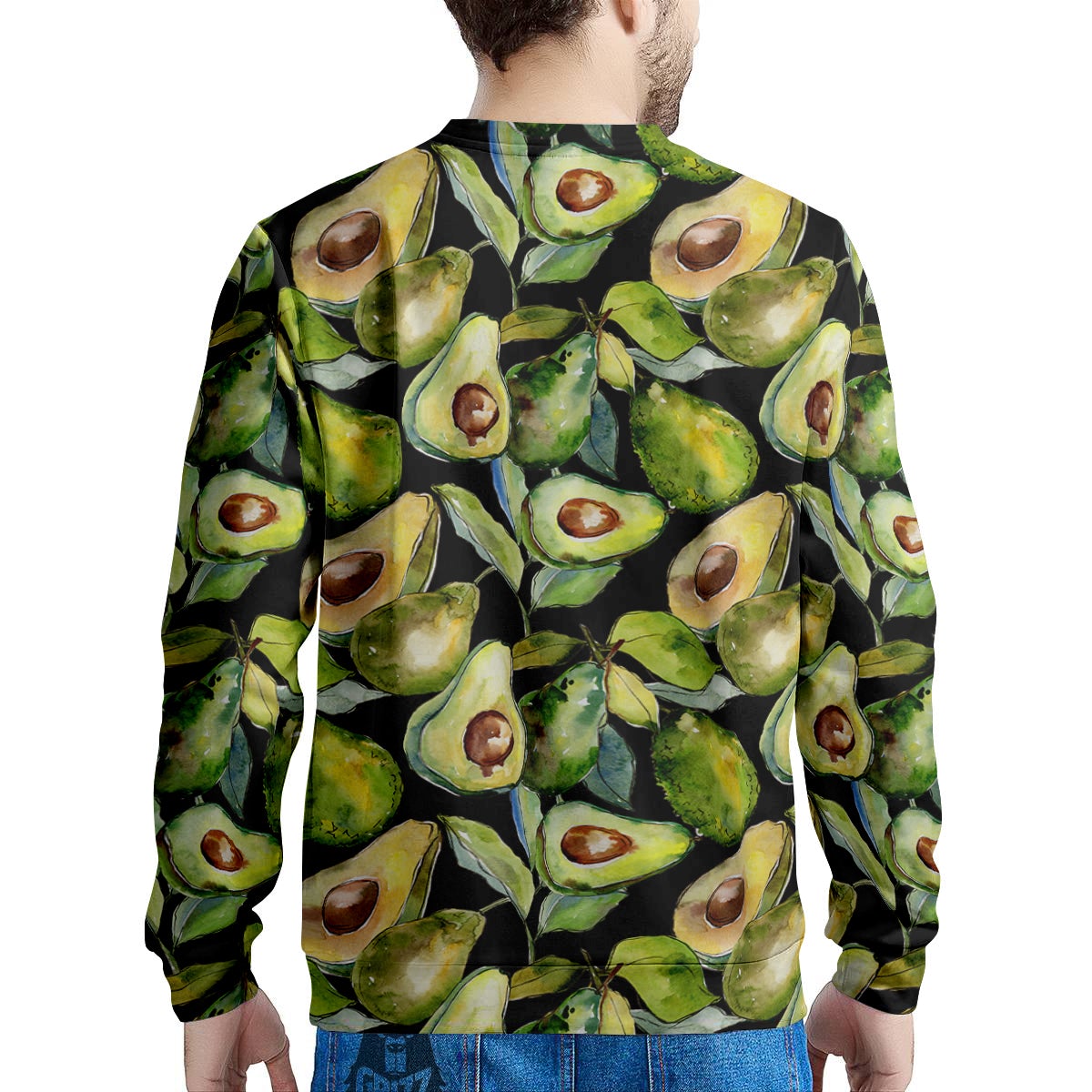 Avocado Watercolor Print Pattern Men's Sweatshirt-grizzshop