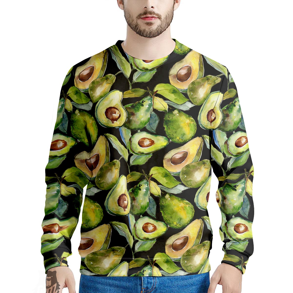 Avocado Watercolor Print Pattern Men's Sweatshirt-grizzshop