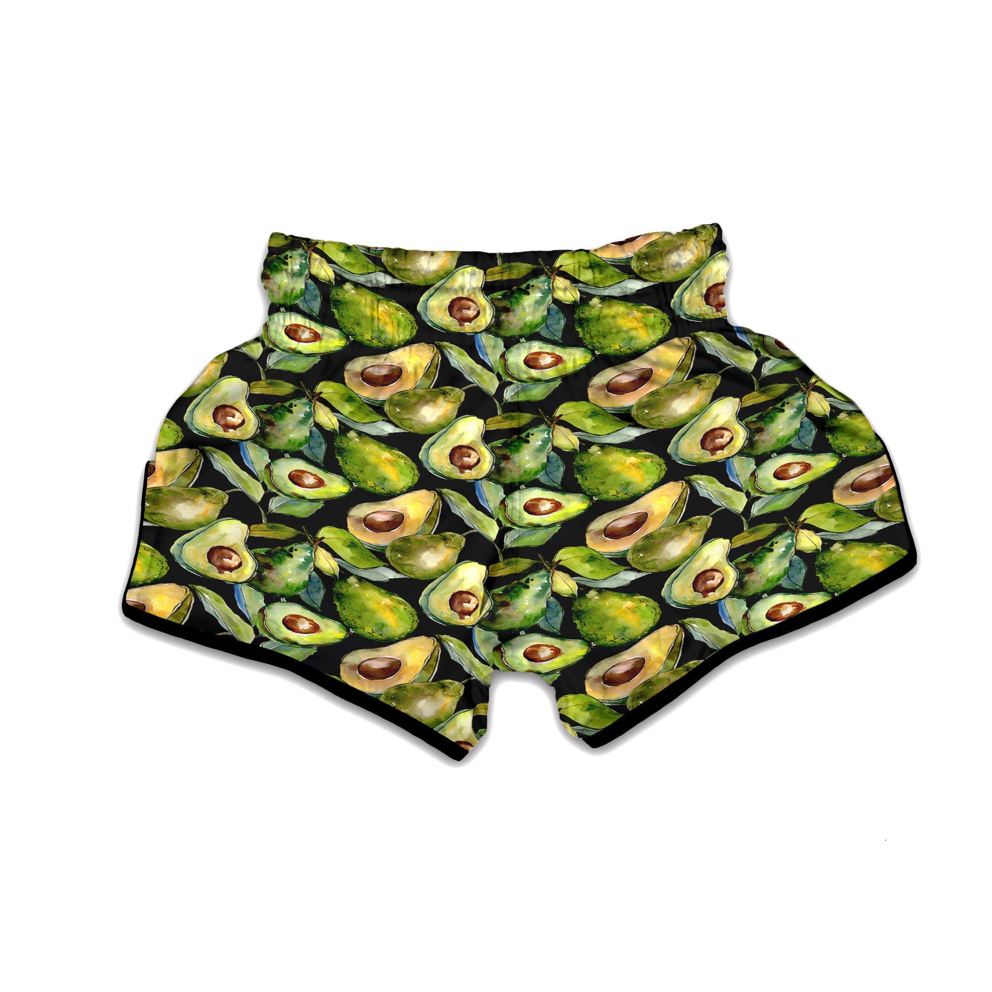 Avocado Watercolor Print Pattern Muay Thai Boxing Shorts-grizzshop