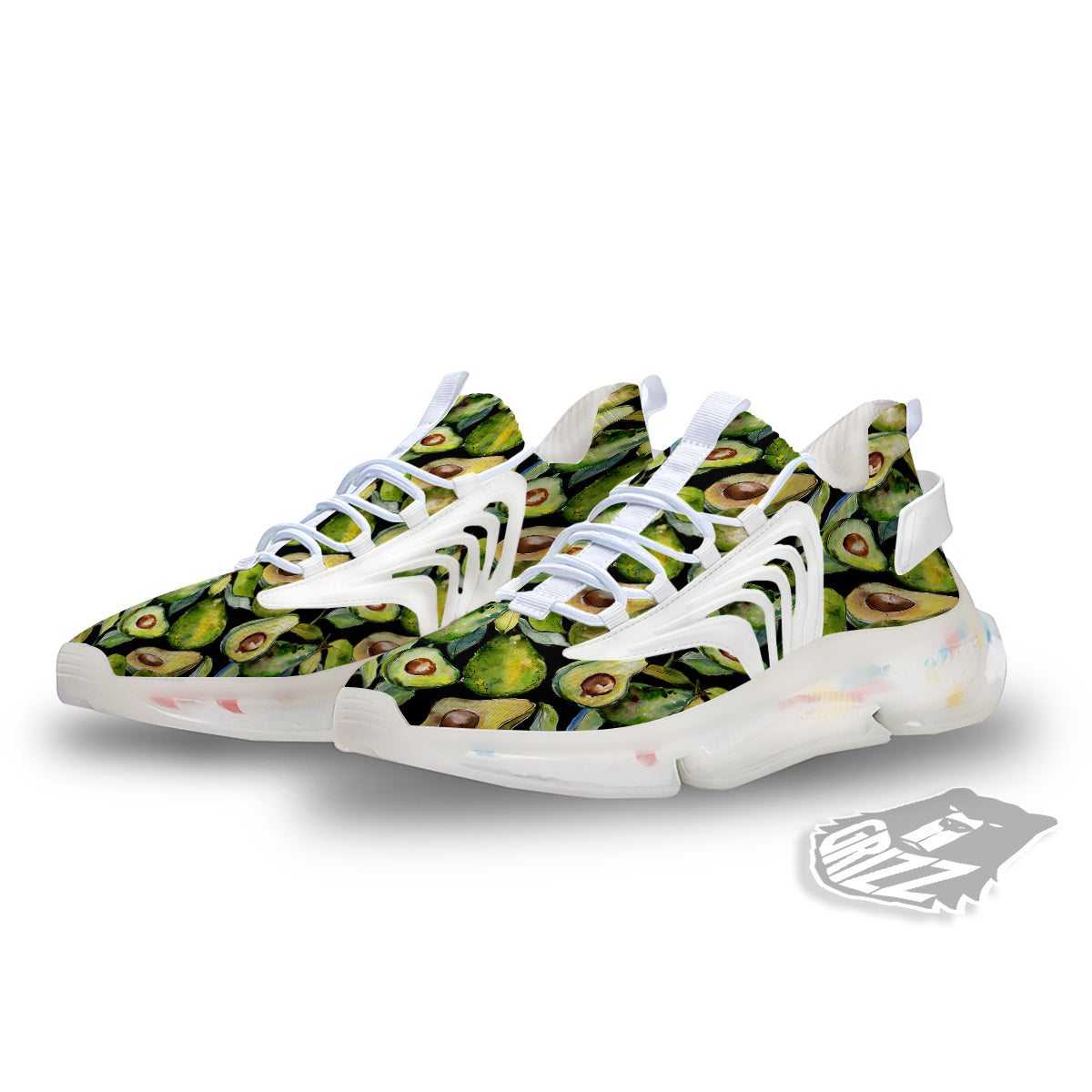 Avocado Watercolor Print Pattern White Gym Shoes-grizzshop