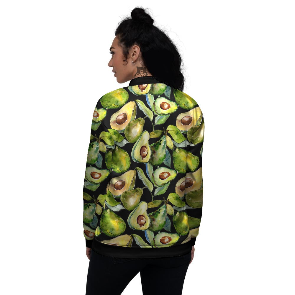 Avocado Watercolor Print Pattern Women's Bomber Jacket-grizzshop