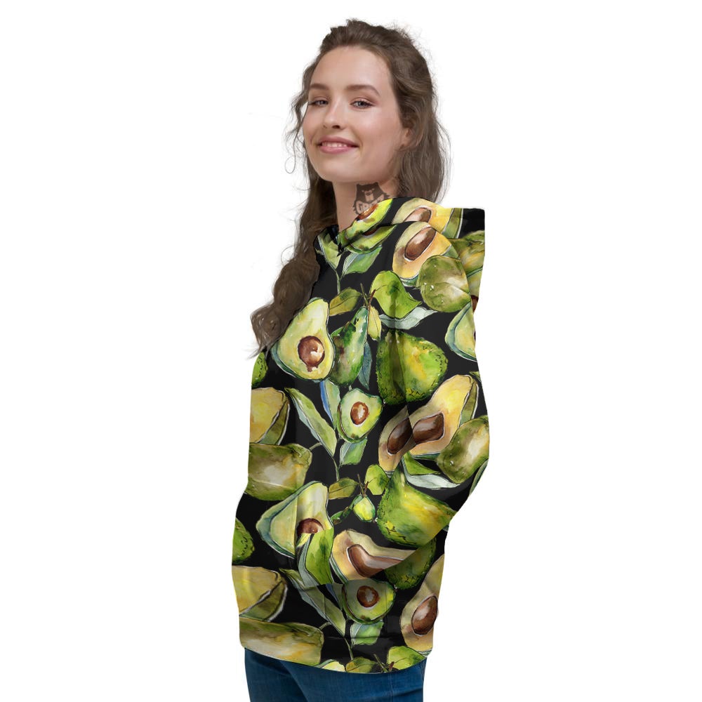 Avocado Watercolor Print Pattern Women's Hoodie-grizzshop