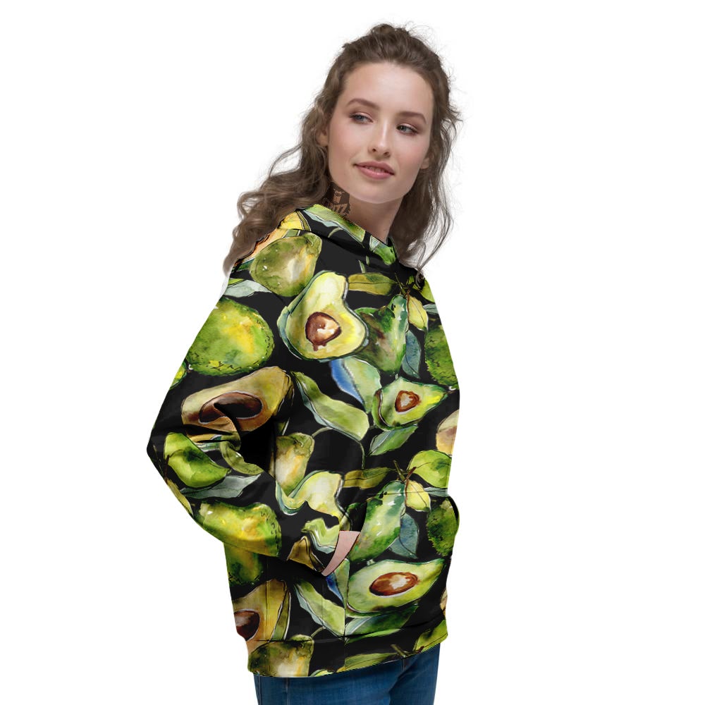 Avocado Watercolor Print Pattern Women's Hoodie-grizzshop