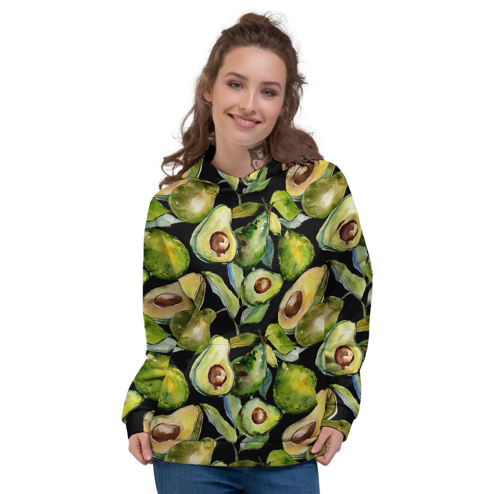 Avocado Watercolor Print Pattern Women's Hoodie-grizzshop