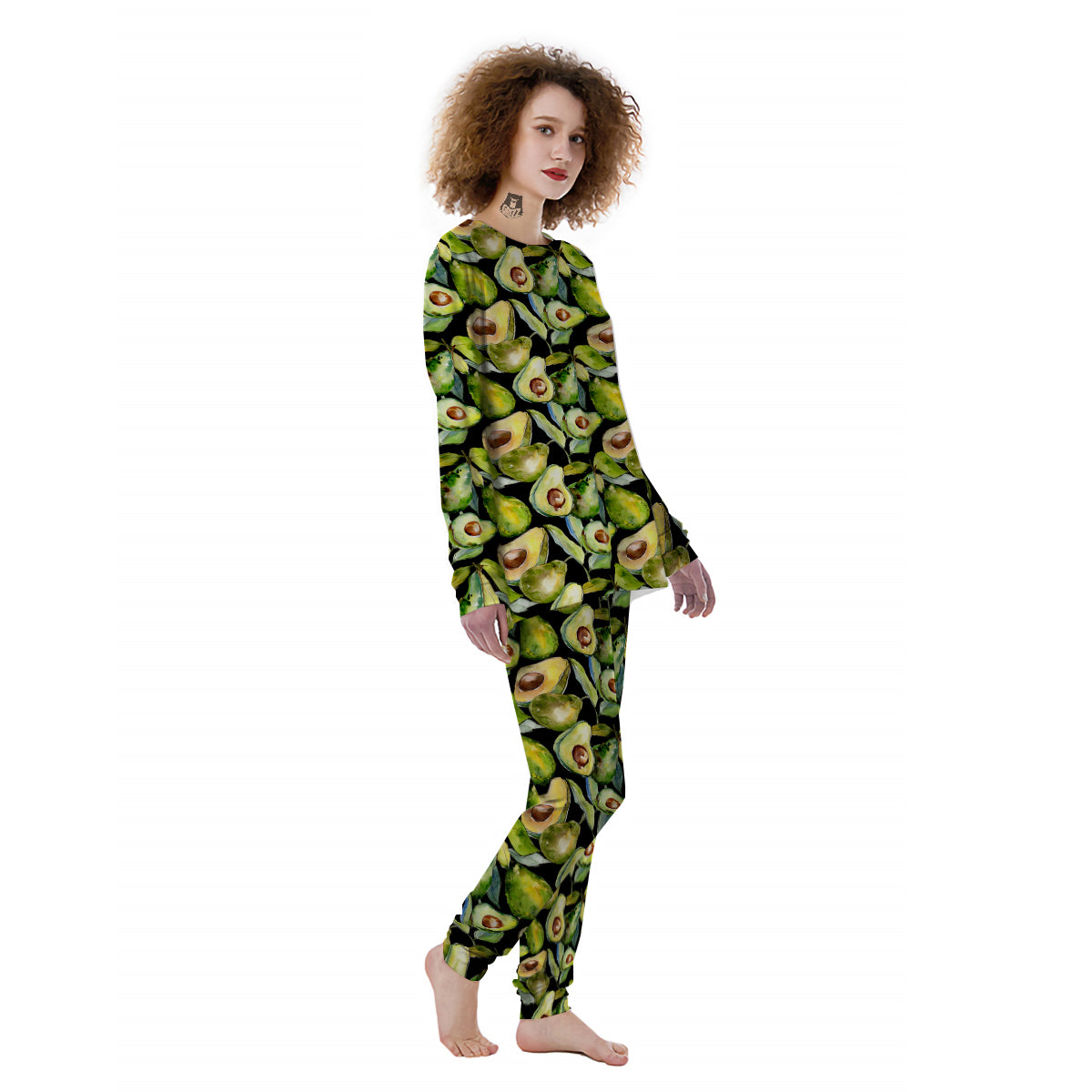 Avocado Watercolor Print Pattern Women's Pajamas-grizzshop