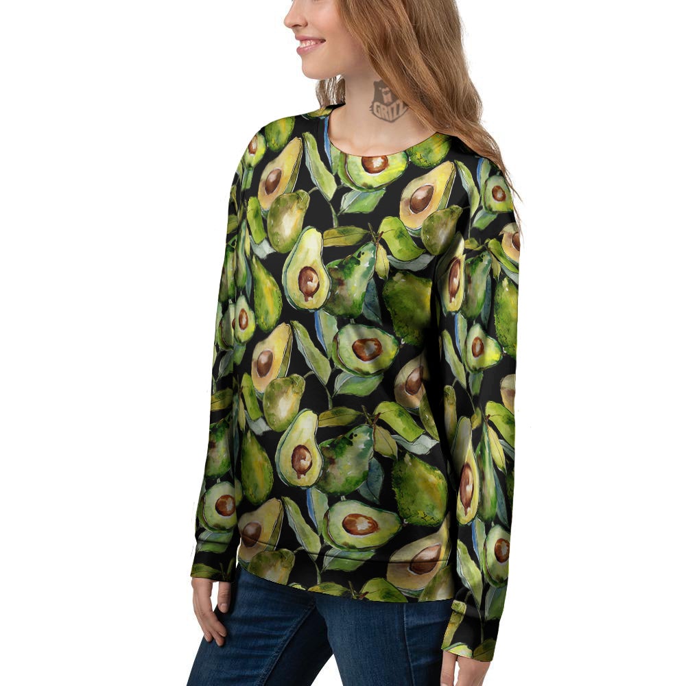 Avocado Watercolor Print Pattern Women's Sweatshirt-grizzshop
