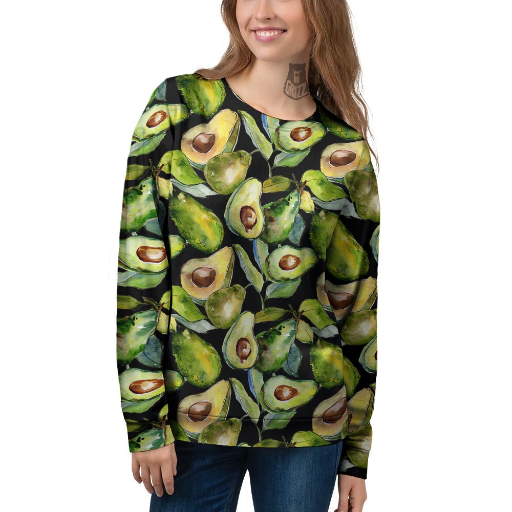 Avocado Watercolor Print Pattern Women's Sweatshirt-grizzshop