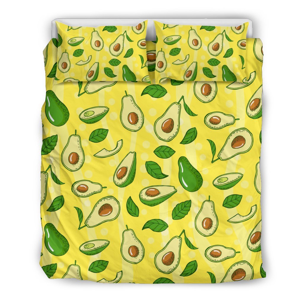 Avocado Yellow Pattern Print Duvet Cover Bedding Set-grizzshop
