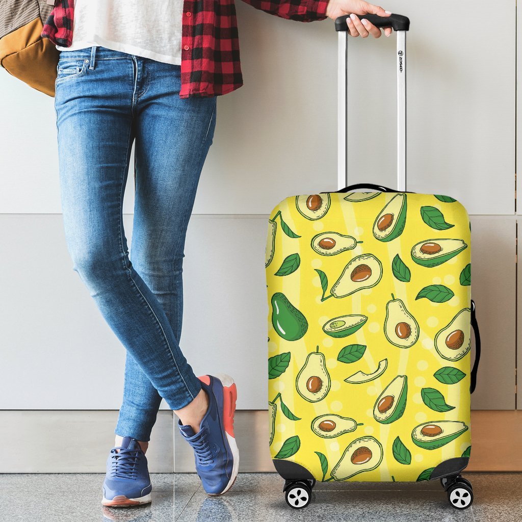 Avocado Yellow Pattern Print Luggage Cover Protector-grizzshop