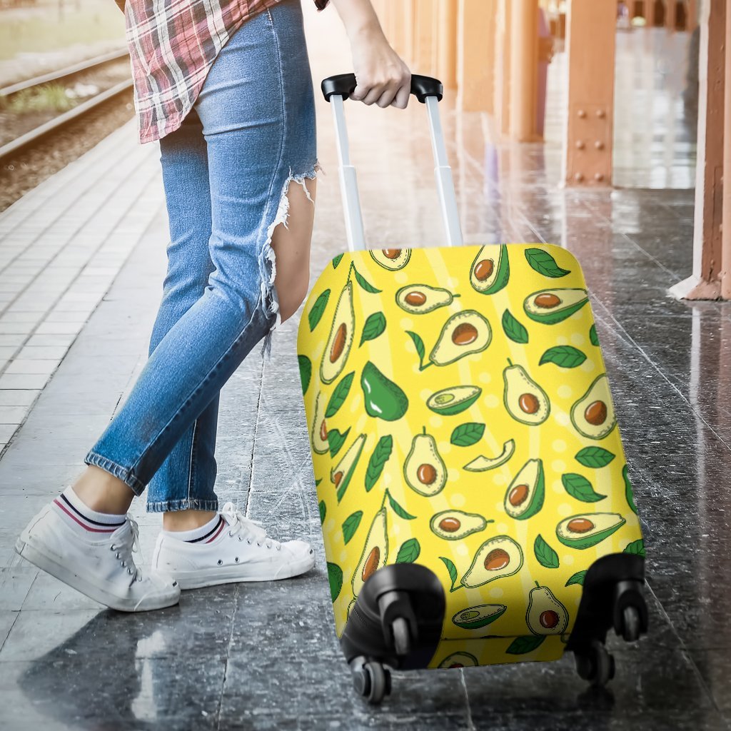 Avocado Yellow Pattern Print Luggage Cover Protector-grizzshop