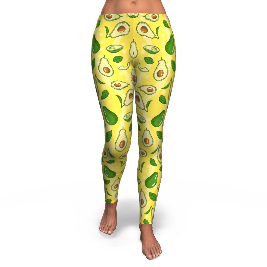 Avocado Yellow Pattern Print Pattern Women Leggings-grizzshop