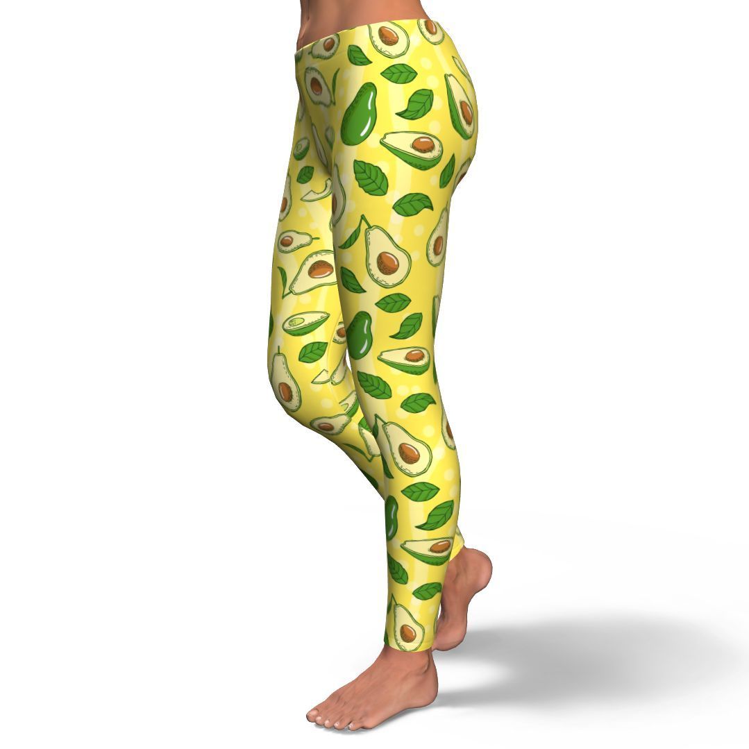 Avocado Yellow Pattern Print Pattern Women Leggings-grizzshop