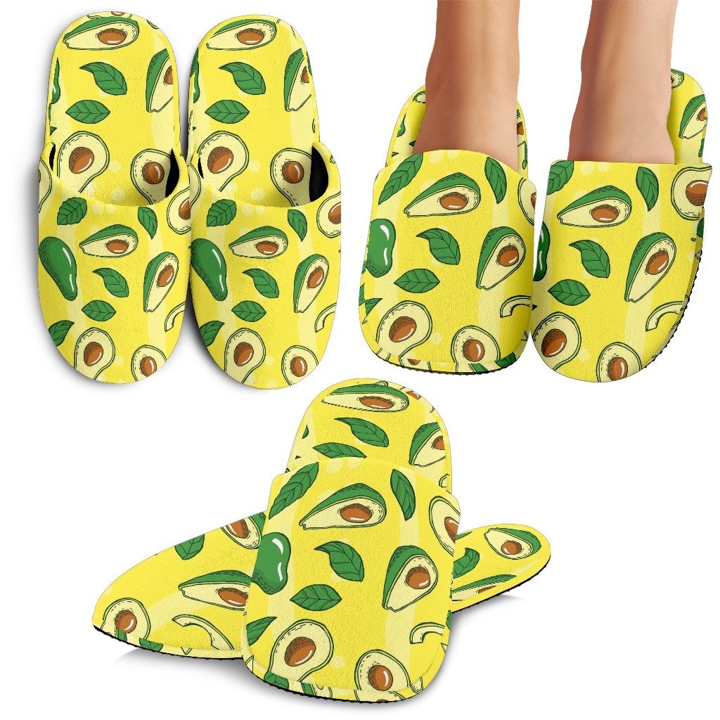 Avocado Yellow Pattern Print Premium Home Slippers-grizzshop