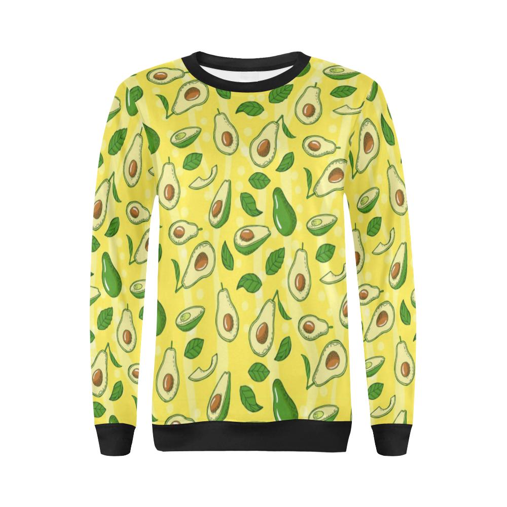 Avocado Yellow Pattern Print Women Crewneck Sweatshirt-grizzshop