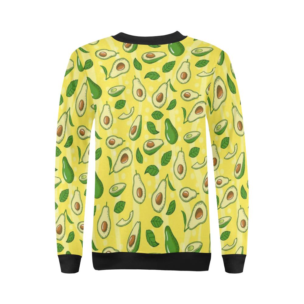 Avocado Yellow Pattern Print Women Crewneck Sweatshirt-grizzshop