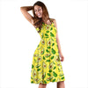 Avocado Yellow Patttern Print Dress-grizzshop