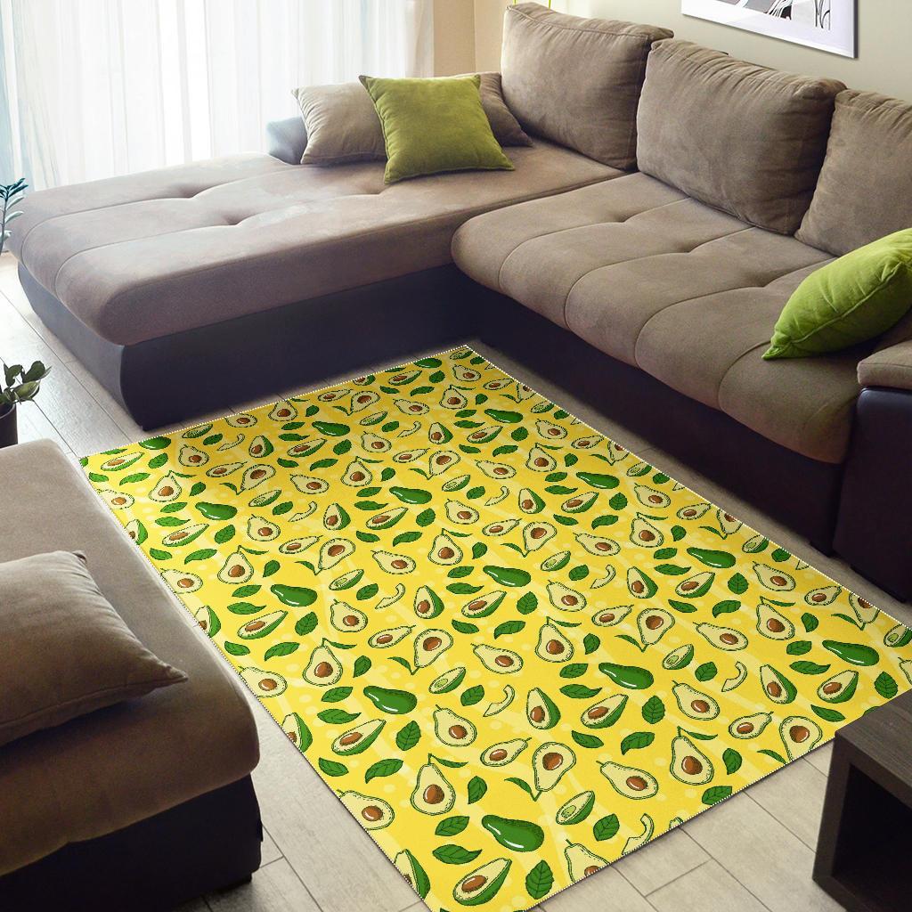 Avocado Yellow Patttern Print Floor Mat-grizzshop