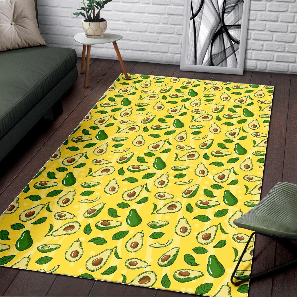 Avocado Yellow Patttern Print Floor Mat-grizzshop