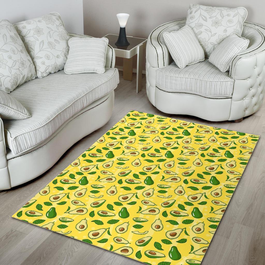 Avocado Yellow Patttern Print Floor Mat-grizzshop