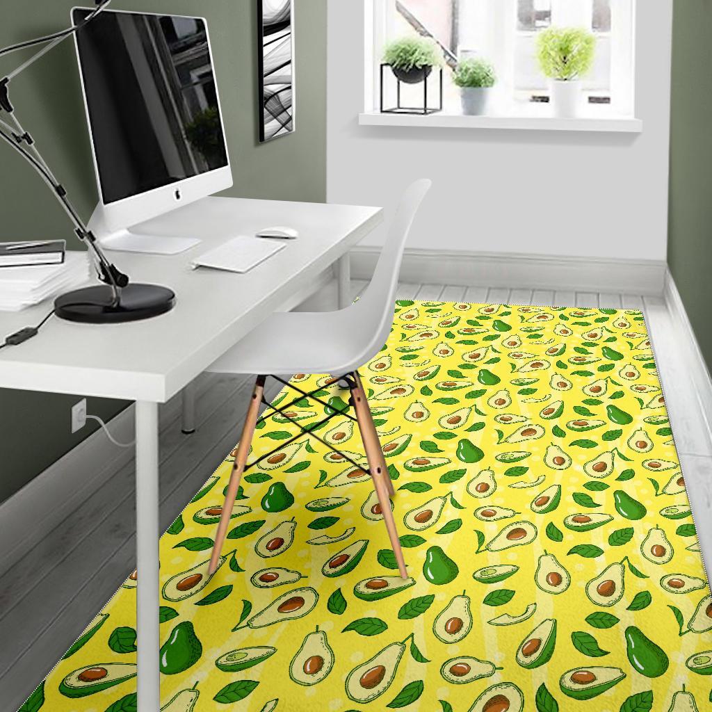 Avocado Yellow Patttern Print Floor Mat-grizzshop