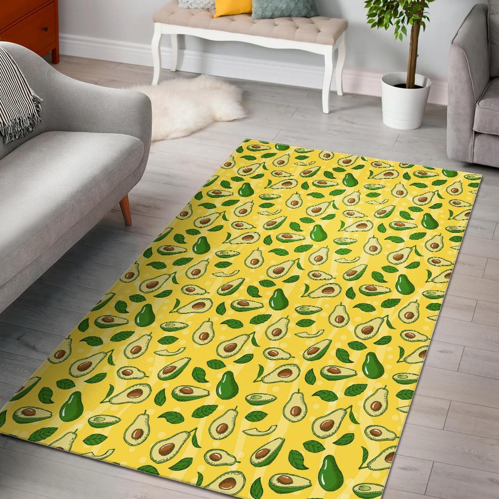 Avocado Yellow Patttern Print Floor Mat-grizzshop