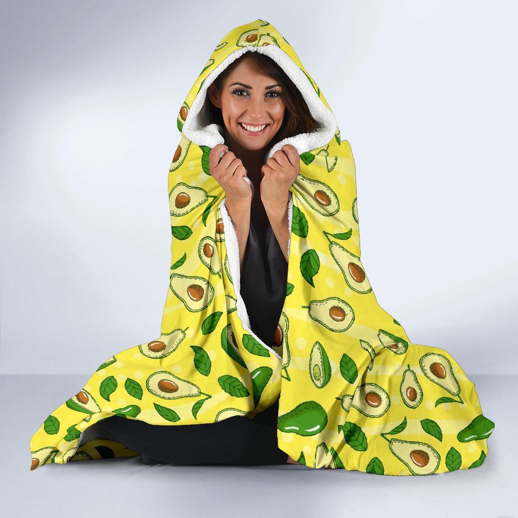 Avocado Yellow Patttern Print Hooded Blanket-grizzshop