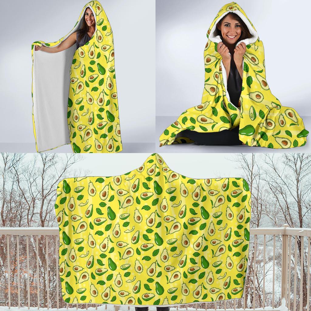 Avocado Yellow Patttern Print Hooded Blanket-grizzshop