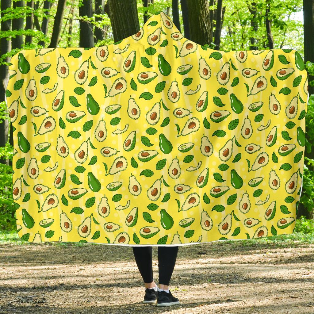 Avocado Yellow Patttern Print Hooded Blanket-grizzshop