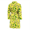 Avocado Yellow Patttern Print Men Long Robe-grizzshop