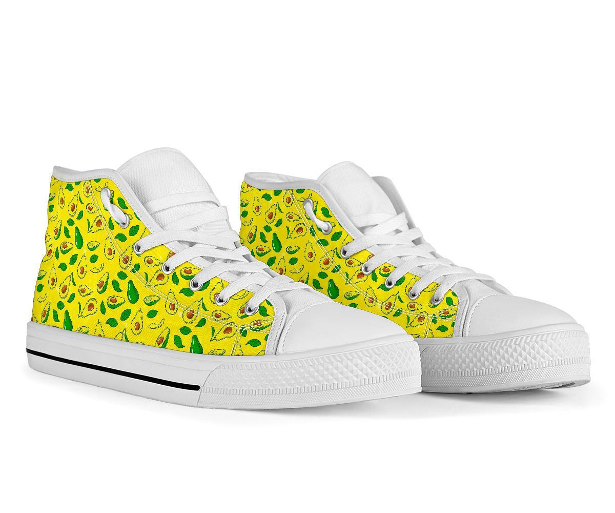 Avocado Yellow Patttern Print Men Women's High Top Shoes-grizzshop