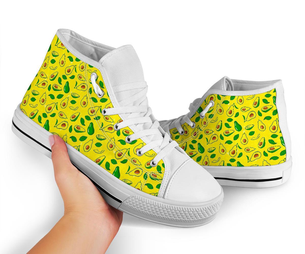 Avocado Yellow Patttern Print Men Women's High Top Shoes-grizzshop