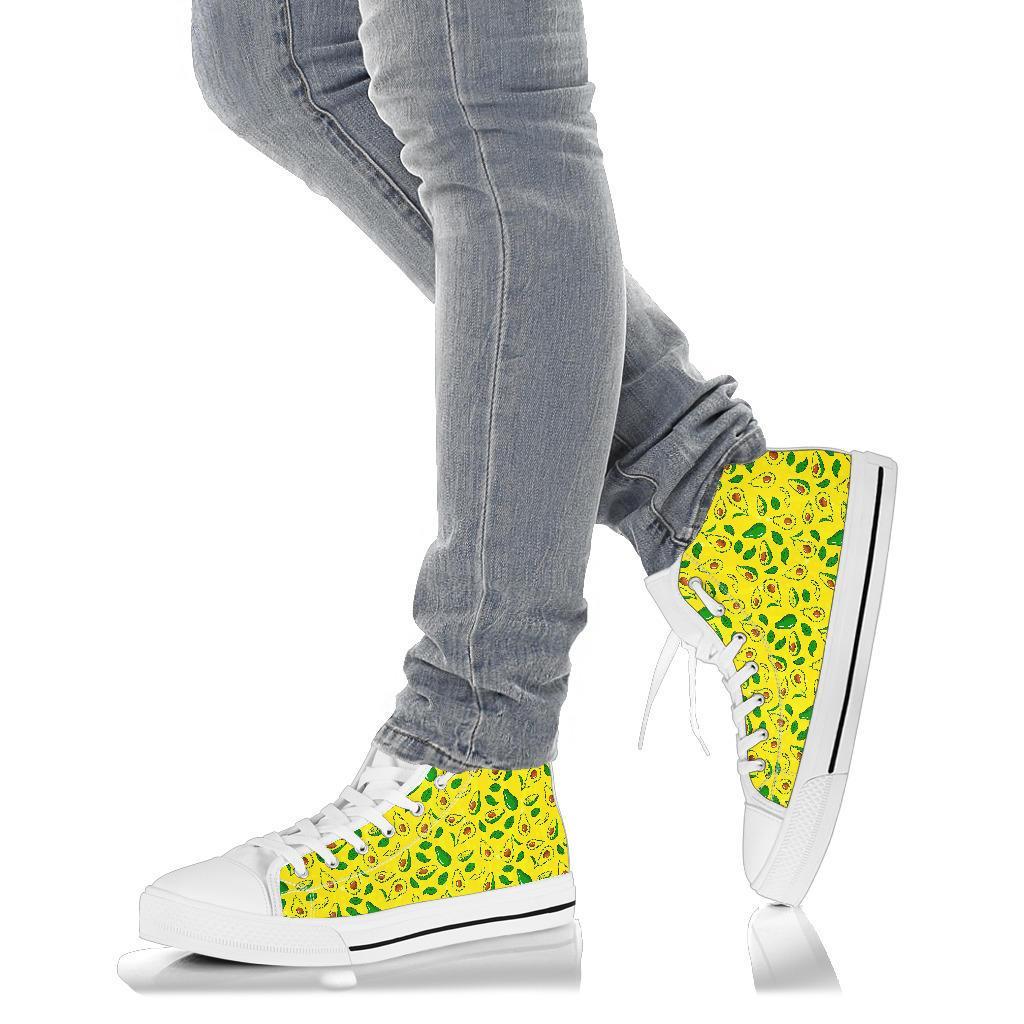 Avocado Yellow Patttern Print Men Women's High Top Shoes-grizzshop