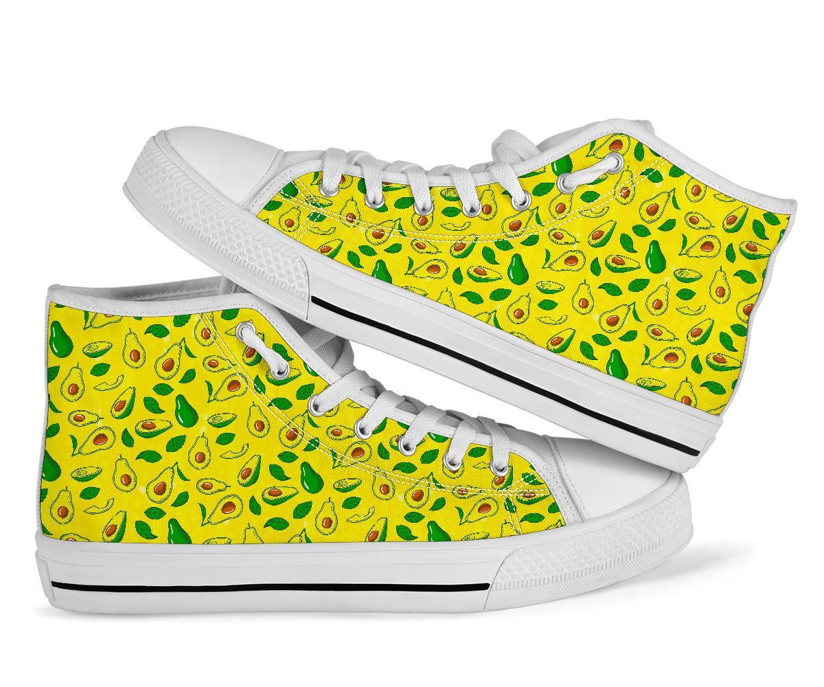 Avocado Yellow Patttern Print Men Women's High Top Shoes-grizzshop