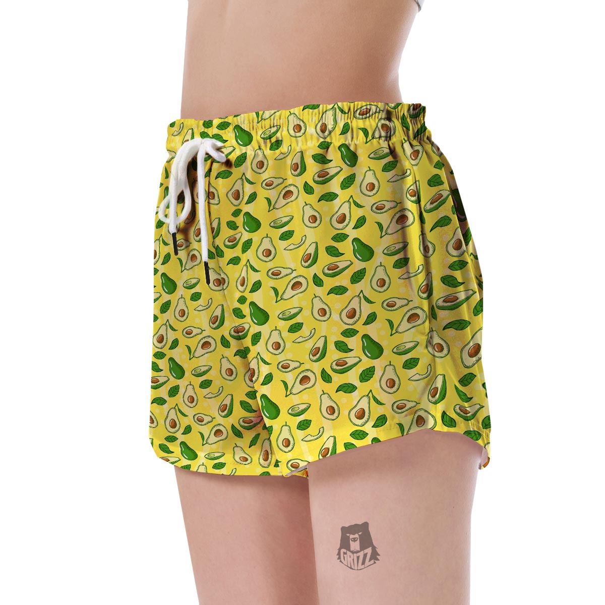 Avocado Yellow Patttern Print Women's Shorts-grizzshop