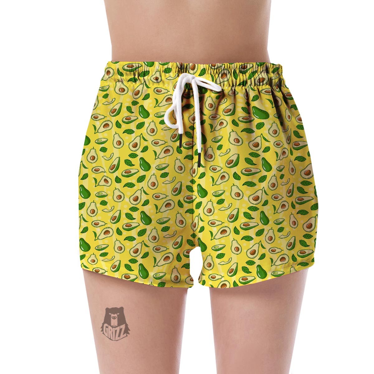 Avocado Yellow Patttern Print Women's Shorts-grizzshop